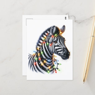 Schattige kerst Zebra Briefkaart