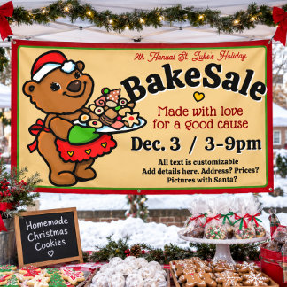 Schattige Kerstbeer Bakker Bake Sale Promotie Spandoek