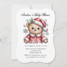 Schattige Kerstbeer en Sneeuwvlokken Baby Shower