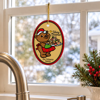 Schattige Kerstbeer Kerstkoekjes Keramisch Ornament
