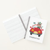 Schattige Kerstbeer Sneeuwman Rode Auto Aangepaste Notitieboek (Binnen)