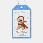 Schattige kerstbekendheid in Santa Hat Snowflakes Cadeaulabel (Achterkant)