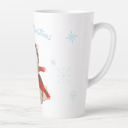 Schattige kerstbekendheid in Santa Hat Snowflakes Latte Mok (Rechts)