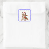 Schattige kerstbekendheid in Santa Hat Vierkante Sticker (Tas)