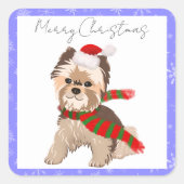 Schattige kerstbekendheid in Santa Hat Vierkante Sticker (Voorkant)