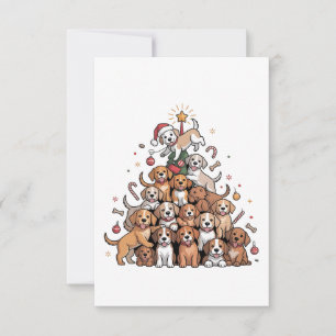 Schattige Kerstboom Hond Xmas Boom Puppy   Notitiekaartje