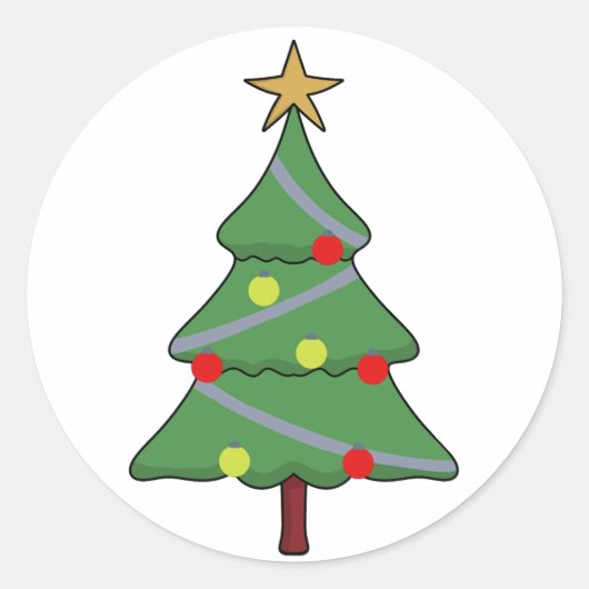 Schattige kerstboom ronde sticker (Voorkant)