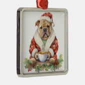 SCHATTIGE KERSTBULLDOG METALEN ORNAMENT (Rechts)