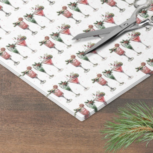 Schattige kerstcocktailpatroon tissuepapier