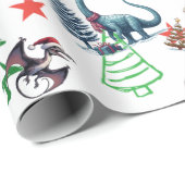 Schattige kerstdinosaurussen inpakpapier (Rol Hoek)