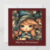 Schattige kerstelf  feestdagenkaart (Voorkant)