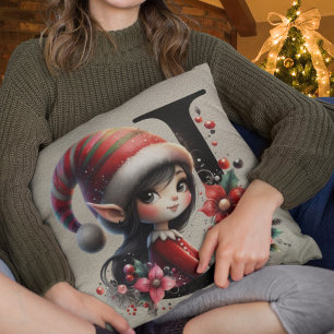 Schattige Kerstelf Feestelijke J Nep Leer Kussen