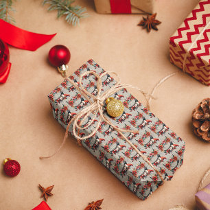 Schattige Kerstelf Feestelijke Letter D Cadeaupapier