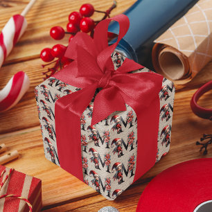 Schattige Kerstelf Feestelijke Letter M Cadeaupapier