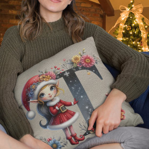 Schattige Kerstelf Feestelijke T Nep Leer Kussen