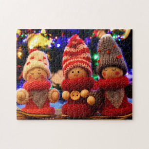 Schattige Kerstelfjes Legpuzzel