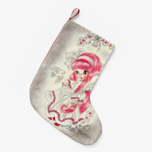 Schattige Kerstengel Met Rode Haren En Hulst Kleine Kerstsok
