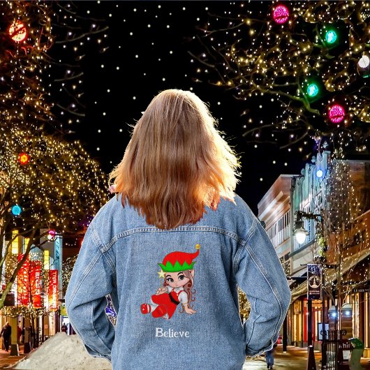 Schattige Kerstfee Elf Denim Jacket