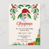 Schattige Kerstfeest Santa Feestelijk Elegant Bloe Briefkaart (Voorkant)