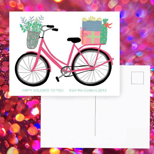 Schattige Kerstfietsgeschenken AANGEPASTE VAKANTIE Briefkaart