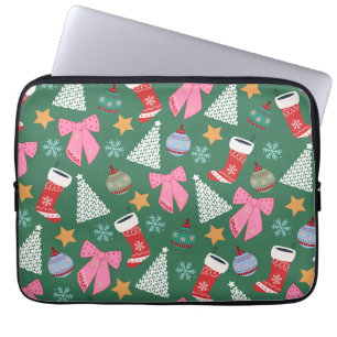 Schattige kerstgroen laptop sleeve