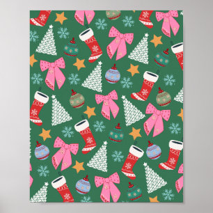 Schattige kerstgroen poster