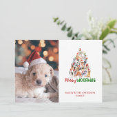 Schattige Kersthond Fijne Kerstdagen Huisdier Foto Feestdagenkaart (Staand voorkant)