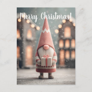 Schattige Kerstkabouter met een cadeaudoos Briefkaart