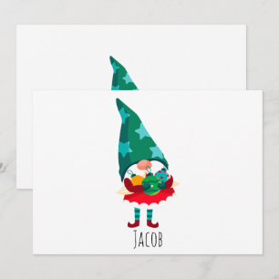 Schattige Kerstkabouter met Kerstversiering Feestdagenkaart