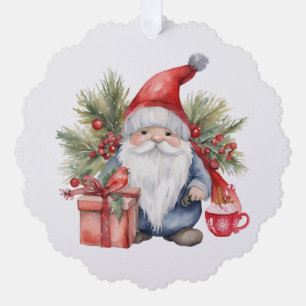 Schattige Kerstkabouter Waterverf Ornament Kaart
