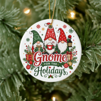 Schattige Kerstkabouters Vakantiedesign Keramisch Ornament