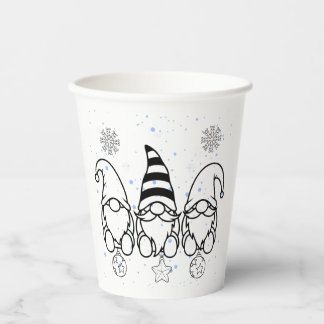 Schattige Kerstkabouters Vakantiedesign. Papieren Bekers