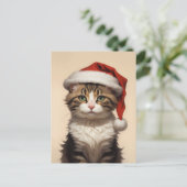 schattige kerstkat briefkaart (Staand voorkant)