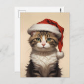 schattige kerstkat briefkaart (Voorkant / Achterkant)