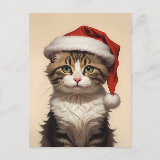 schattige kerstkat briefkaart (Voorkant)