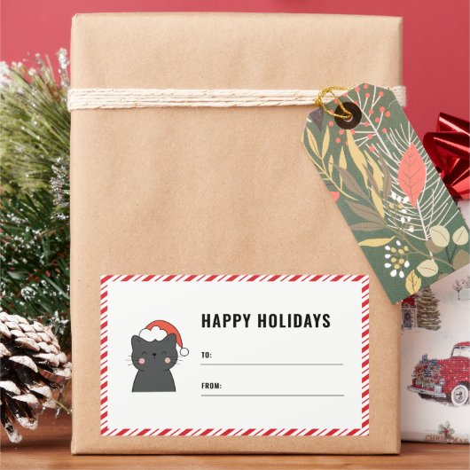Schattige kerstkat cadeau Label naar van Sticker (Feestdagen)
