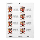 schattige kerstkat etiket (Full Sheet)