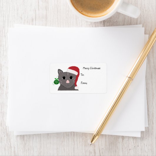 Schattige kerstkat etiket (Insitu)