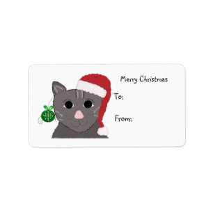 Schattige Kerstkat Etiket
