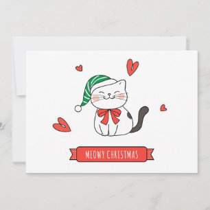 Schattige Kerstkat Kattige Merry Christmas Feestdagenkaart