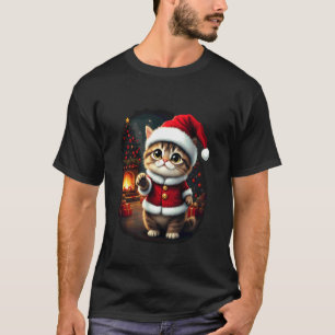 Schattige Kerstkat Kerstman Lieve Kerst Kitty T-shirt