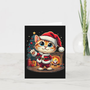 Schattige Kerstkat Kerstman Mooie Xmas Kit Kaart