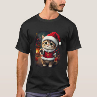 Schattige Kerstkat Kerstman Mooie Xmas Kit T-shirt
