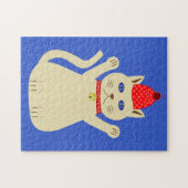 Schattige Kerstkat Legpuzzel (Horizontaal)