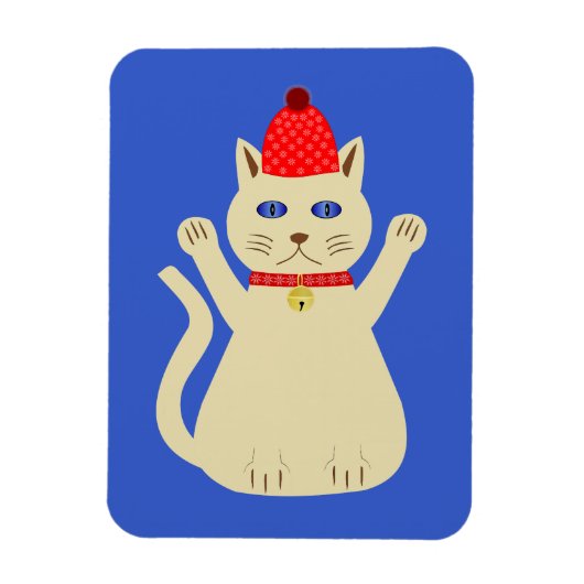 Schattige Kerstkat Magneet (Verticaal)