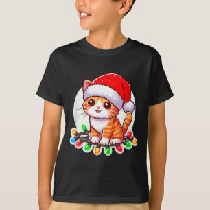 Schattige Kerstkat Met Kerstmannenhoed  T-shirt