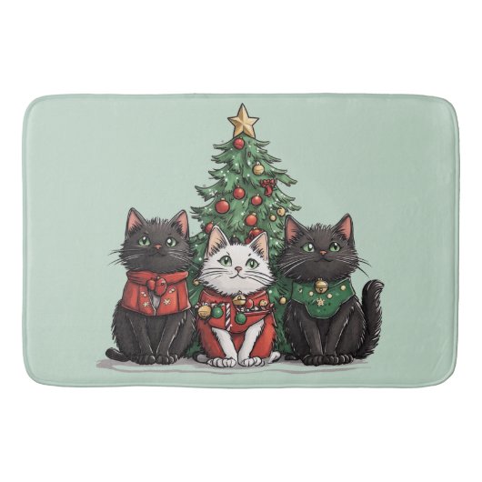 Schattige Kerstkatten Badmat (Voorkant)
