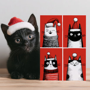 Schattige Kerstkatten Grappige Kattenliefhebber Me Feestdagenkaart
