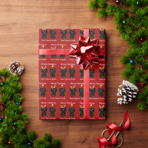 Schattige Kerstkatten (kleiner patroon) Aangepaste Cadeaupapier