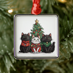 Schattige Kerstkatten Metalen Ornament